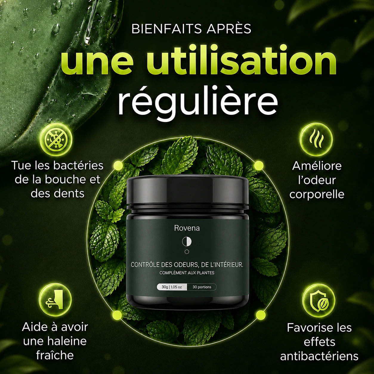 Gel aux Plantes Contrôle des Odeurs & Neutralisez la mauvaise haleine à la source CD