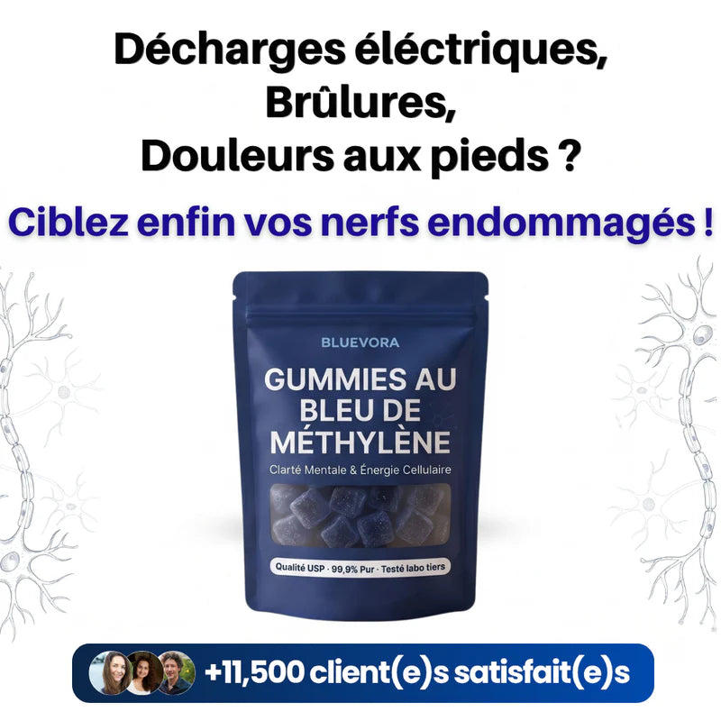 BlueVora – Gommes au Bleu de Méthylène, Qualité Pharmaceutique USP CI