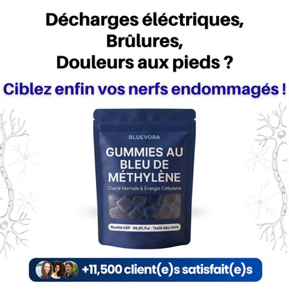 BlueVora – Gommes au Bleu de Méthylène, Qualité Pharmaceutique USP CI